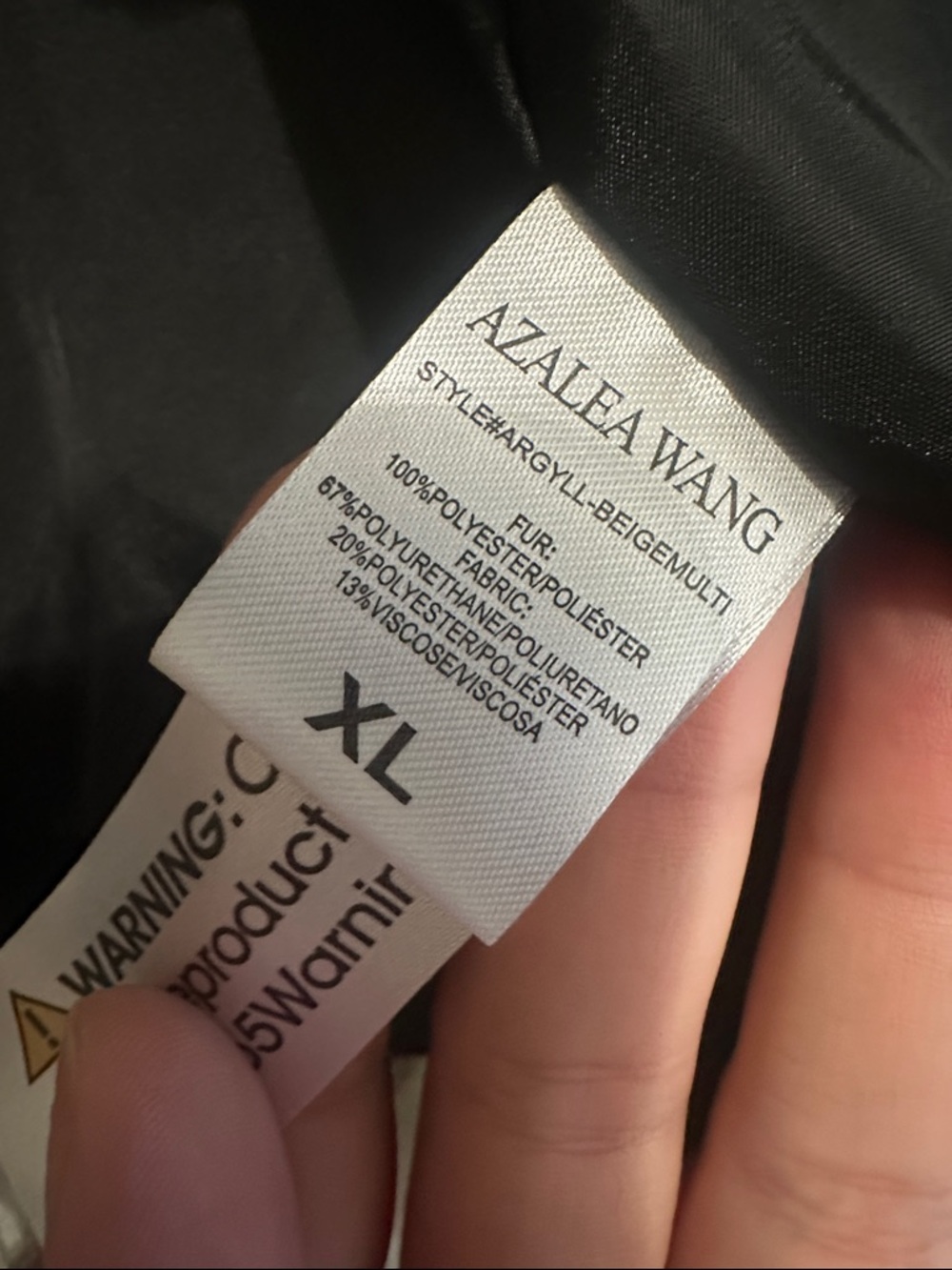 Azalea Wang Striped Faux Fur Cropped Jacket - Black White & Beige XL - Picture 3 of 4